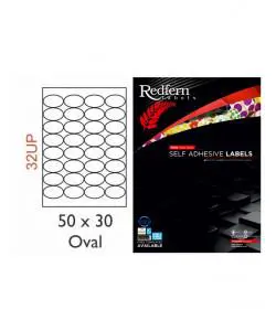 Oval White Laser Label 50 x 30mm 32UP